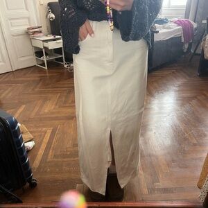 Mango Cream Maxi Skirt with Front Slit